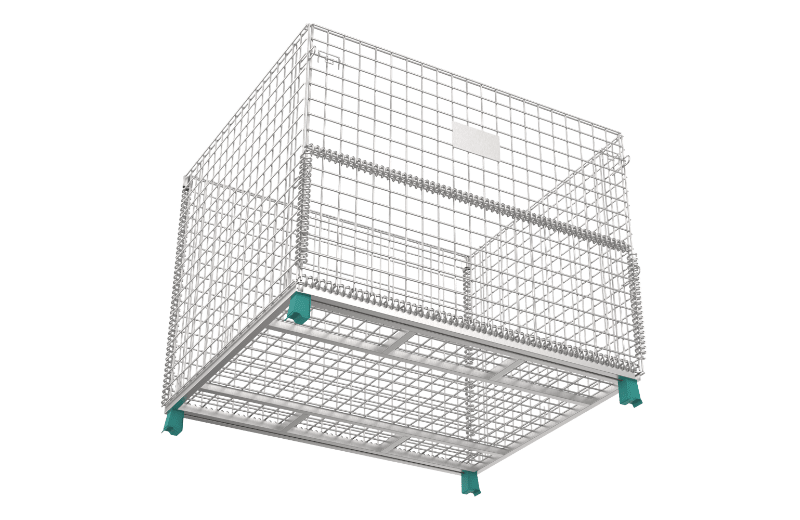 Quatre pieds renforcés sont soudés sur le conteneur de fil.