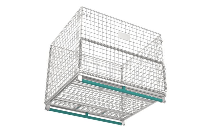 Two customized runner bars on the wire container.