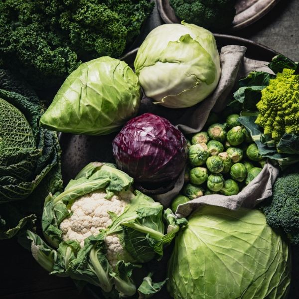 Several vegetables on the table.