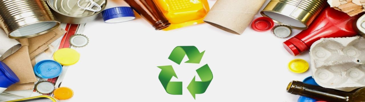 Several recycles are surrounding the recycle logo.