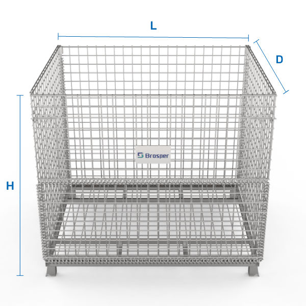 A wire container with 31.5 inch × 23.6 inch × 25.2 inch sizes.