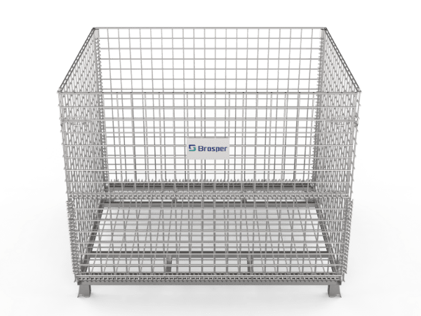 A wire container with 40 inch × 48 inch × 36 inch sizes.