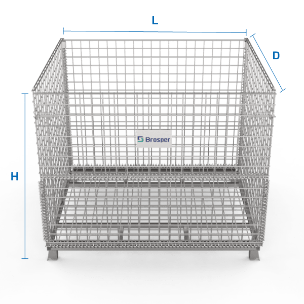 A wire container with 31.5 inch × 23.6 inch × 25.2 inch sizes.