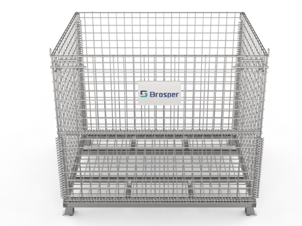 A wire container with 40 inch × 48 inch × 42 inch sizes.