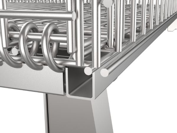 A detail of u channel groove of wire container.